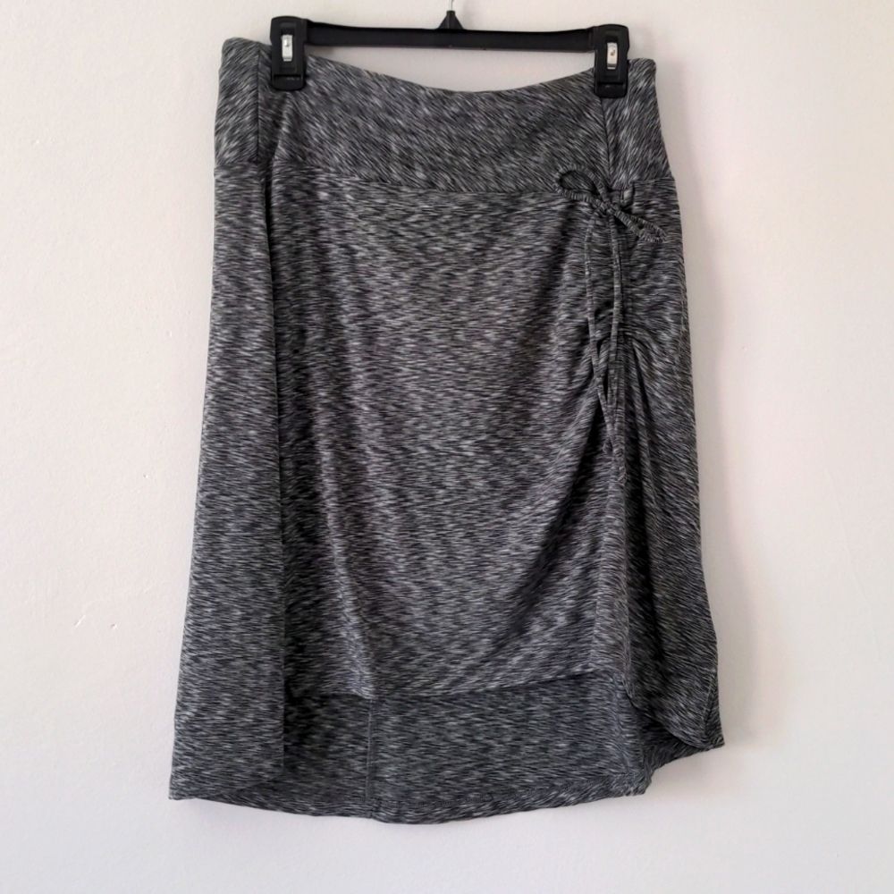 North Face Pull On High Low Heathered Gray Stretch Midi Skirt Packable Travel